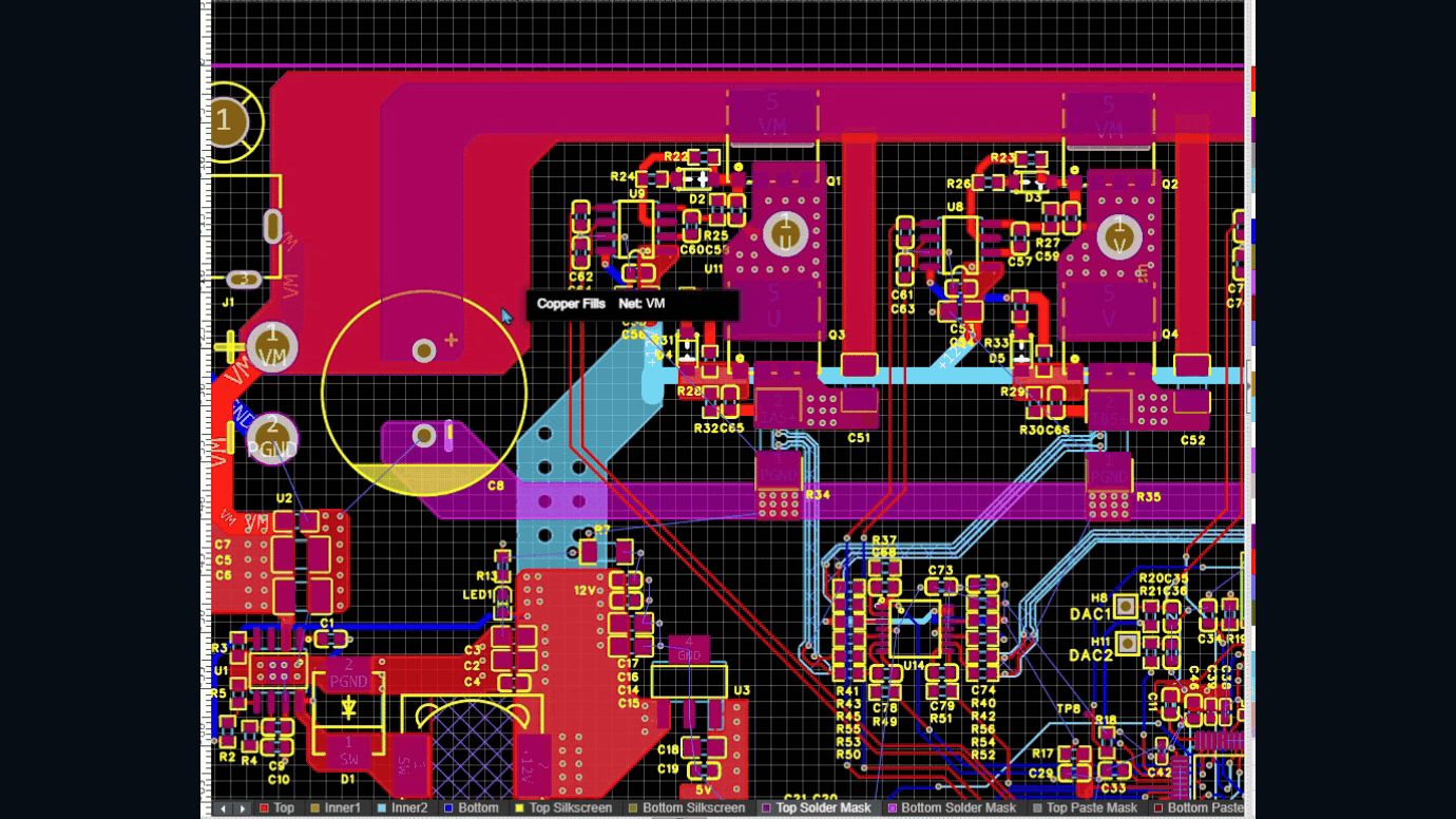 Actual PCB layout and board preview from the original EasyEDA lesson.